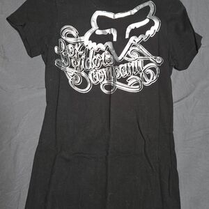 Fox Black Tee with Metallic Silver Design